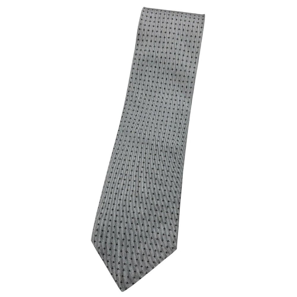 TINO COSMA Men's 100% Silk Necktie LUXURY Tie Gray Geometric W:3.6" EUC